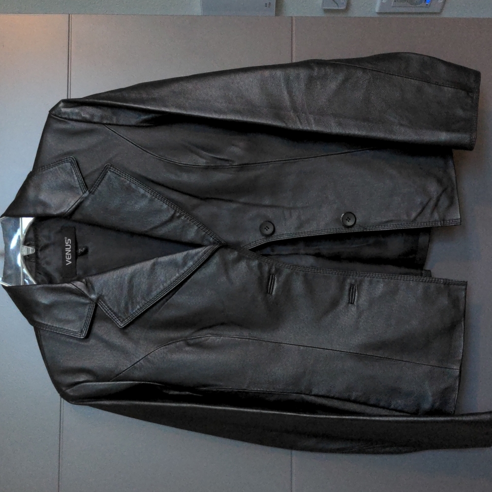 Venus Real Leather 2-button Blazer Jacket Size S
